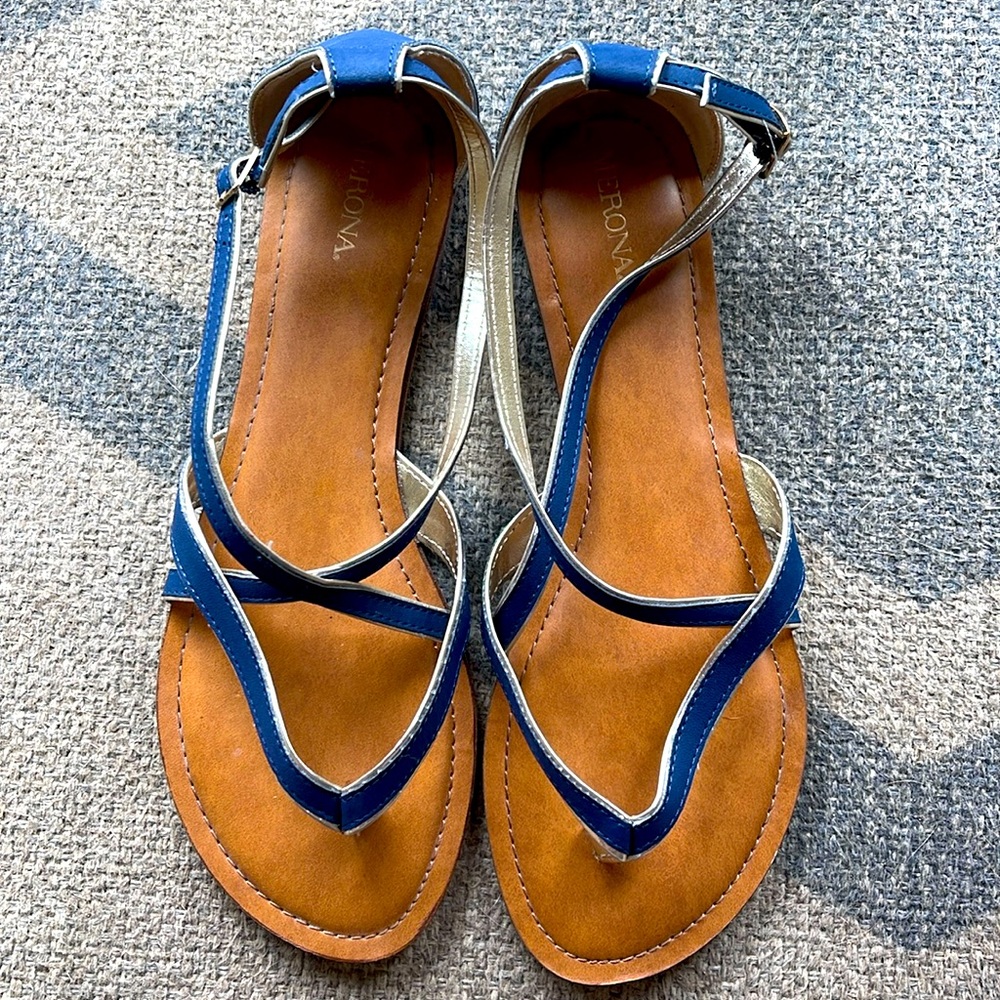 Blue and gold strap Sandals